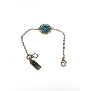 Amaro BURST MEDALLION GODDESS Bracelet Blue Stones Crystals Gold Tone